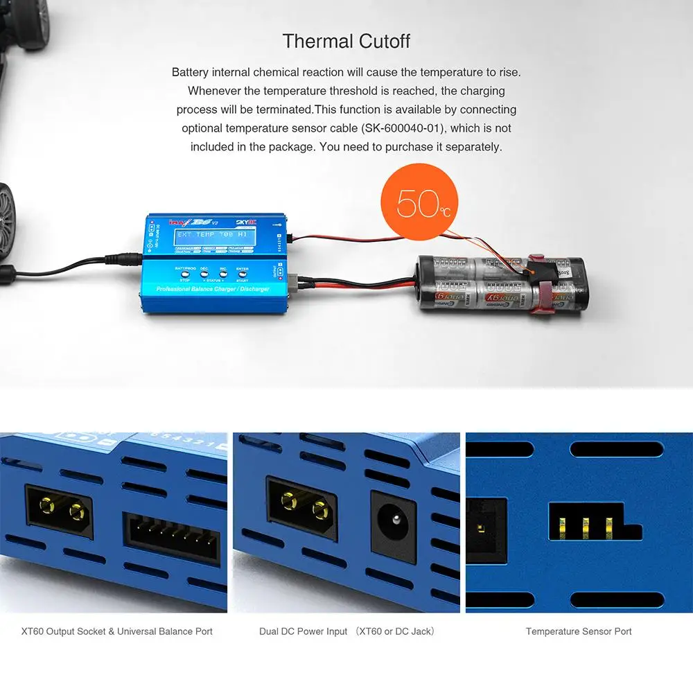 Original SKYRC IMAX B6V2 charger for Digital RC Lipo NiMh Battery Balance Charger with AC DC 60W Adapter tempreture senor jst