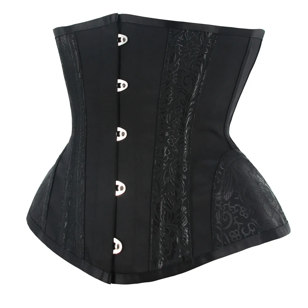 Black Steampunk Overbust Corset Clothing Women Brocade Gothic Steel Boned Underbust Corsets and Bustiers Body Shapewear Lingerie