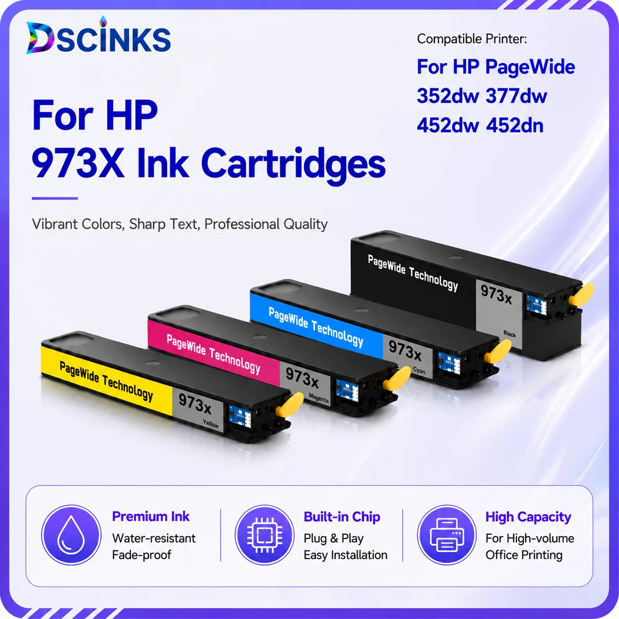 973 For HP 973X Compatible Ink Cartridges For HP PageWide 352dw 377dw 452dw 452dn 477dw 477dn 552dw 577dw 577z P55250dw Printers