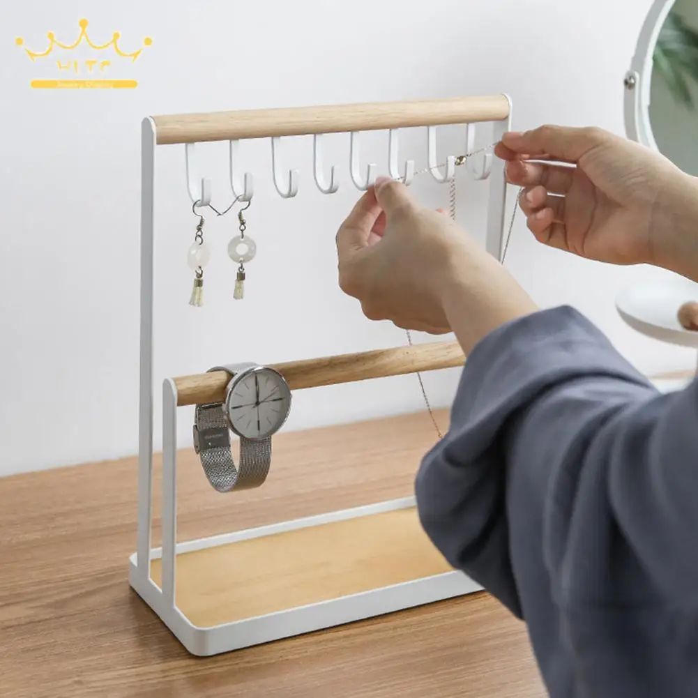 Metal Small Item Storage Rack Key and Jewelry Holder Necklace Earrings Watch Organizer Hooks Dresser Desktop Jewelry Storage