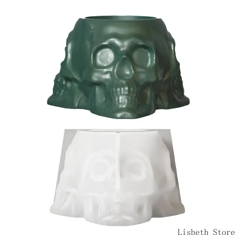 

Skeleton Head Silicone Cup Molds for Candle Holder Ashtray Pen Cup Flower Planter Cement Gypsum Silicone Molds