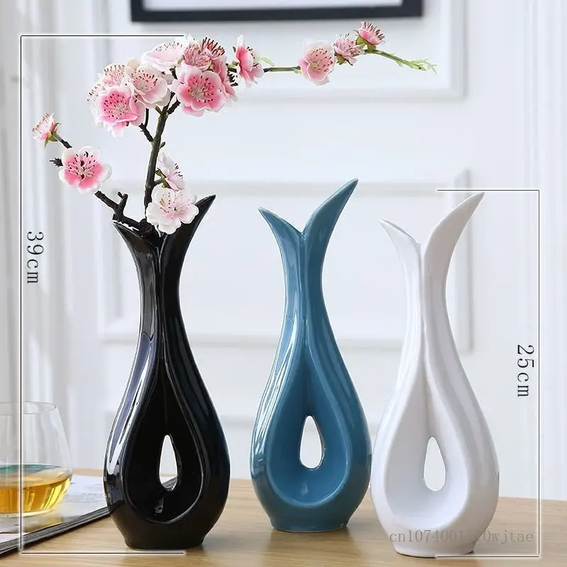 Nordic Light Luxury Water Drop Shaped Ceramic Vase, Simulation Flower, Home Decoration, Living Room, Bedroom, Art Gift