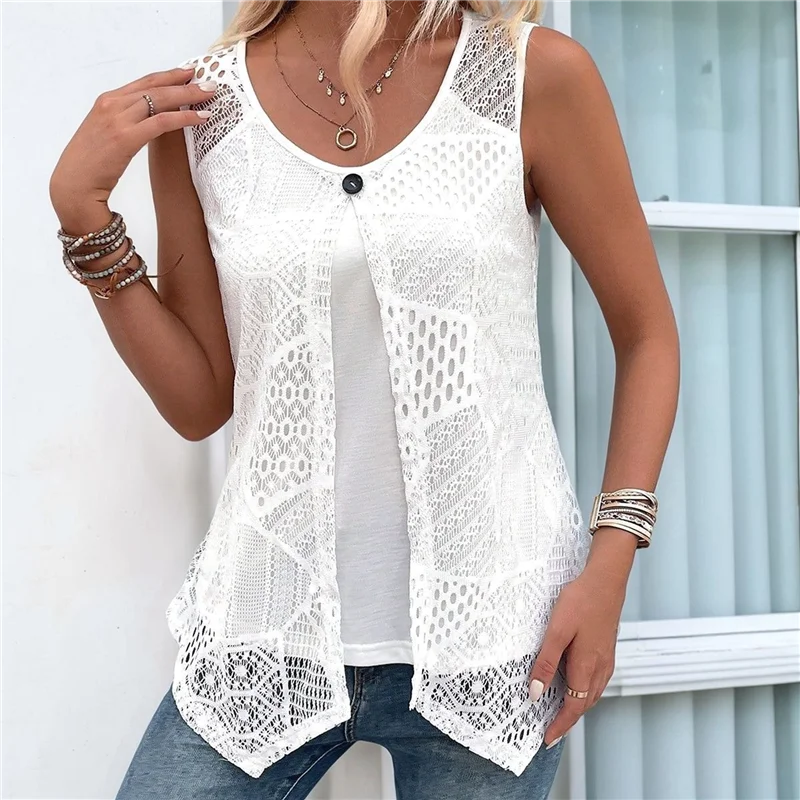 

Популярные Kf-женские свободные повседневные струящиеся майки без рукавов, летние топы, одежда, наряды 2025 г.