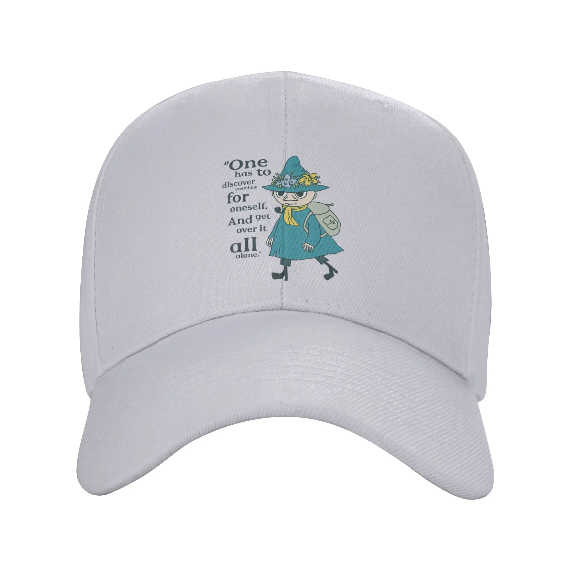 Adult Moomings Discover Moominland Midwinter Snufkin Quote Caps Fashion Baseball Caps Hat Trucker Worker Cap Sports Cap Autumn
