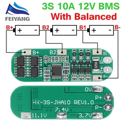 3S 10A 12V Lithium Battery Charger Protection Board For 3pcs 18650 Li-ion Battery Cell Charging BMS 11.1V 12.6V With Balanced