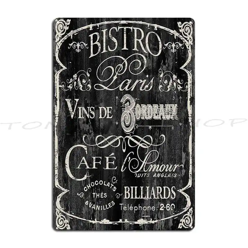 Paris Bistro Metal Plaque Poster Bar Garage Retro Decoration Printing Tin Sign Poster