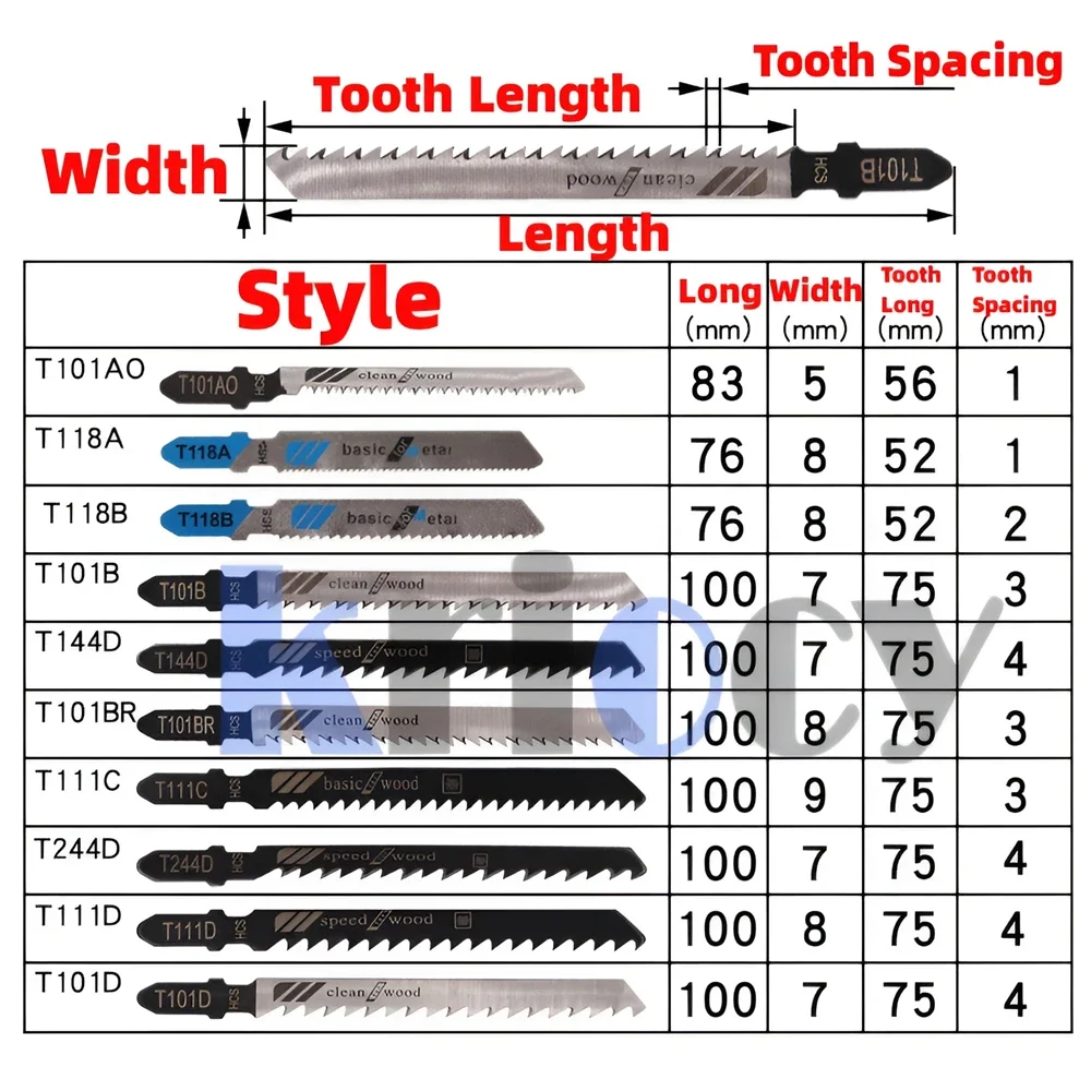 10Pcs HCS JigSaw Blades Set High Speed Jig Saw Blade for Wood Metal Board Plastic Cutting Saw Blade Power Tool