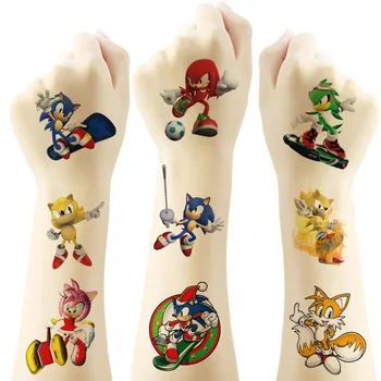 20PCS Cartoon Sonic Tattoo Aufkleber Wasser Transfer Druck Einweg Tattoo Aufkleber Spielzeug Aufkleber