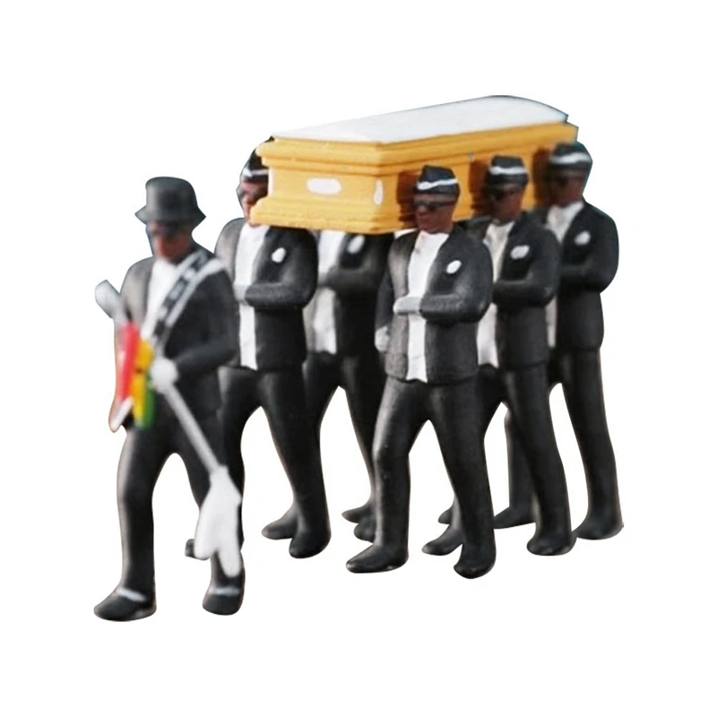 1:64 Action Figure Car Decor Ghana Funeral Coffin Dancing Pallbearer Team Model Exquisite Workmanship