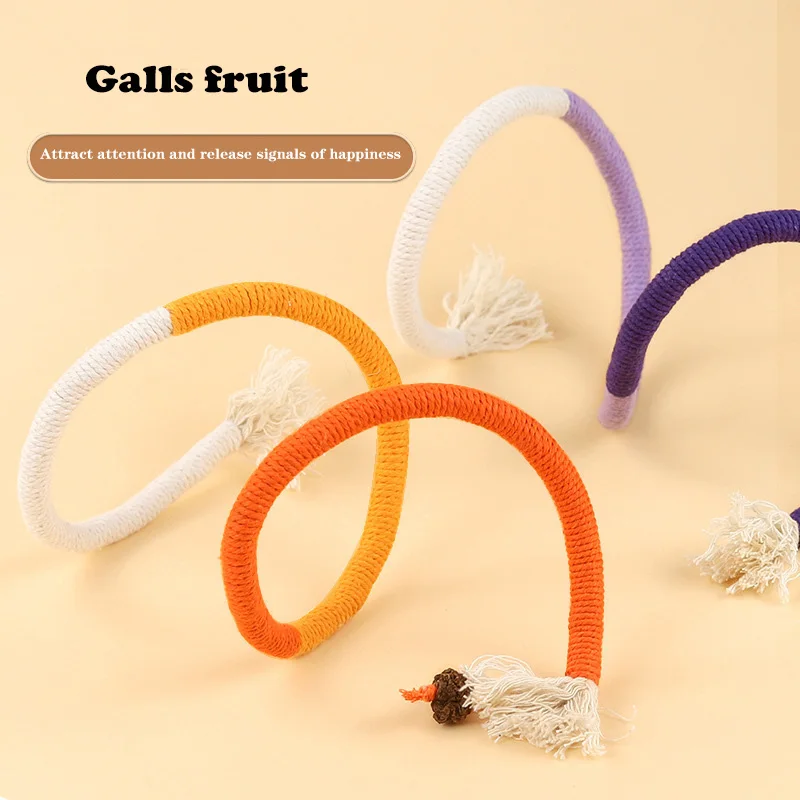 

Silent Cat Chew Rope Toy 60cm Natural Cotton Dental, Handmade No Metal Mute Self-Play for Night Fun Multiple Colors Teething Kit