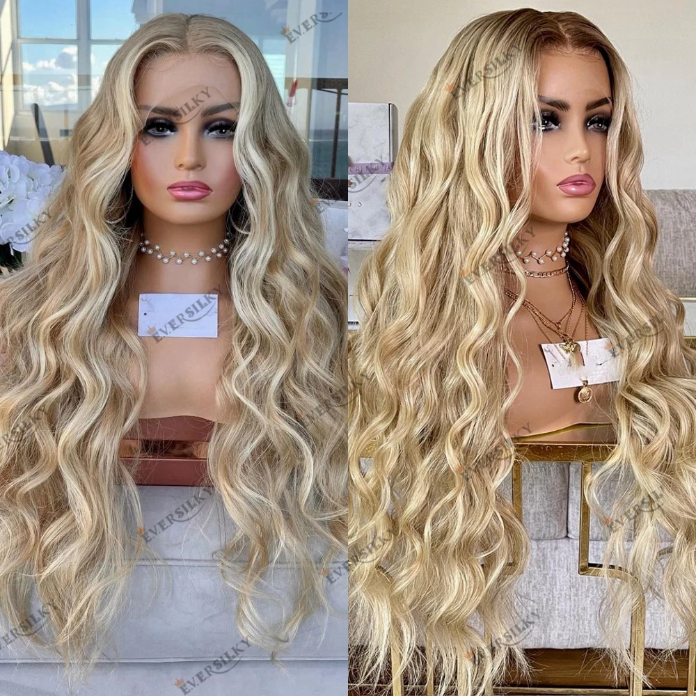 

Eversilky Transparent 13x4 Lace Front Wavy Blonde Human Hair Wigs 13x6 Deep Part Highlight/Ombre Blonde 180Density Wig for Women