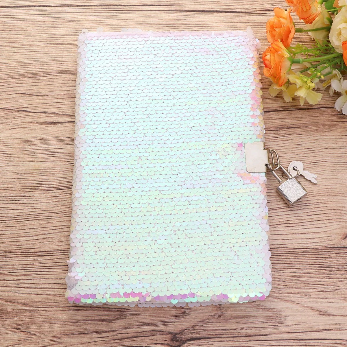 Sequin Notebook Light Pink Thick Sequin Cover Memo Note Pads Diary Journal Travel Checklist Hand Account Notebook