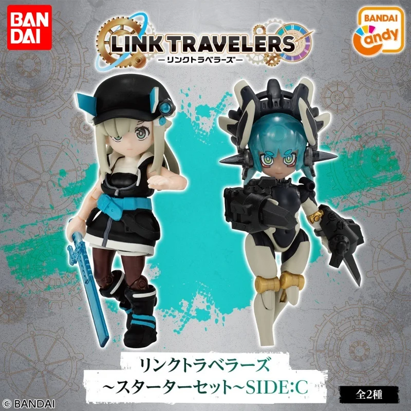 

Bandai Original Travelers Starter Set Side C Mech World Mechanized Girl Action Figures Collectible For Anime Figure Collect Gift