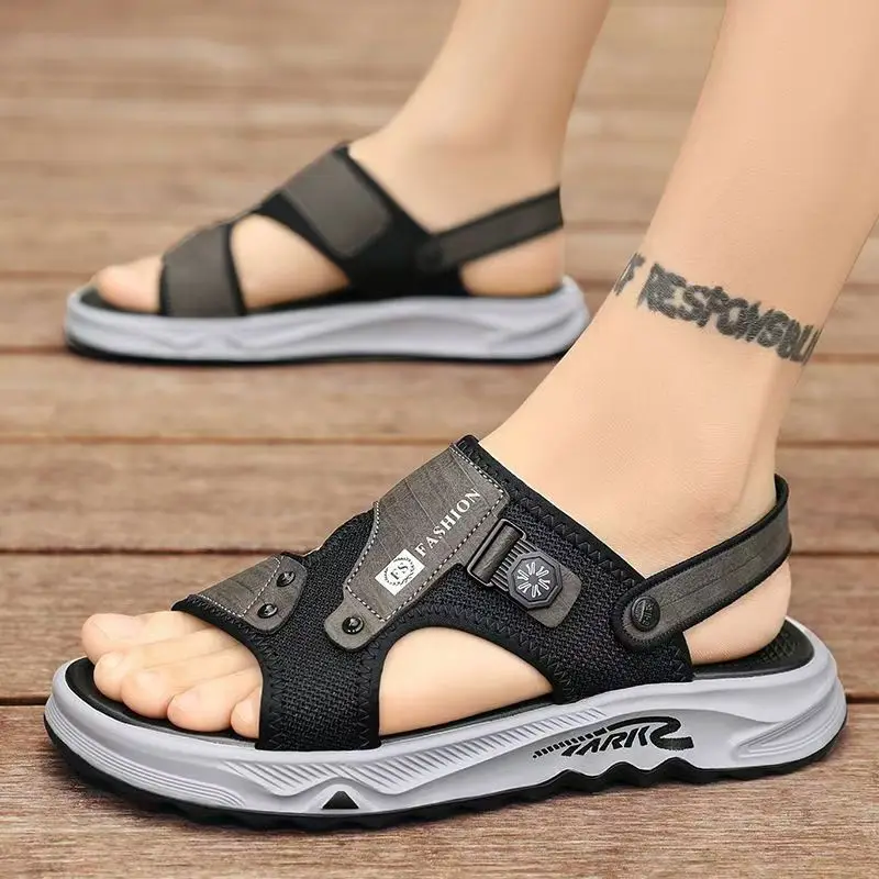 2024 New Men's Summer Open Toe Casual Sports Sandals Soft Sole Non Slip Dual Purpose Outdoor Beach Slippers Sandals