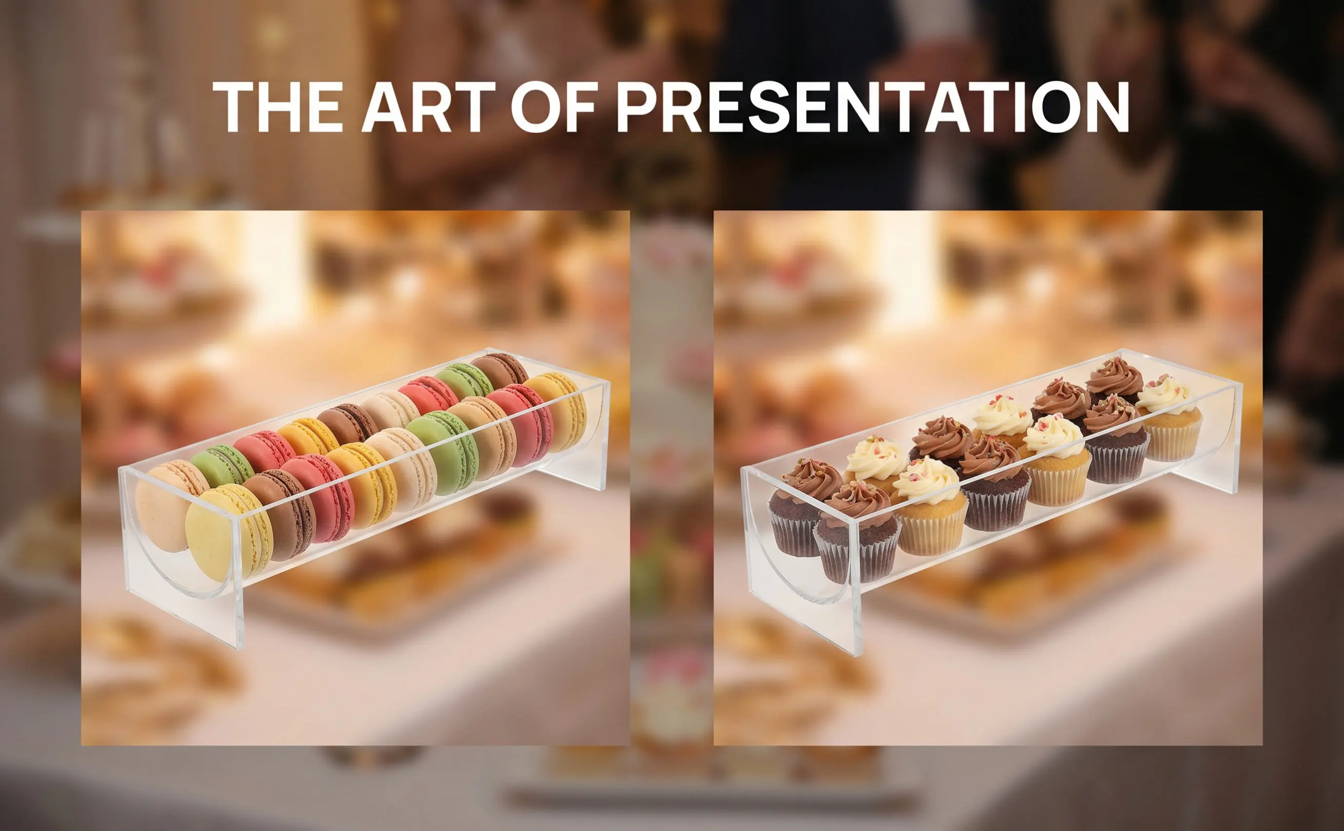 Clear Acrylic Macaron Display Tray Transparent Food Serving Tray for Cookies Desserts Crackers Display Rack Party Use