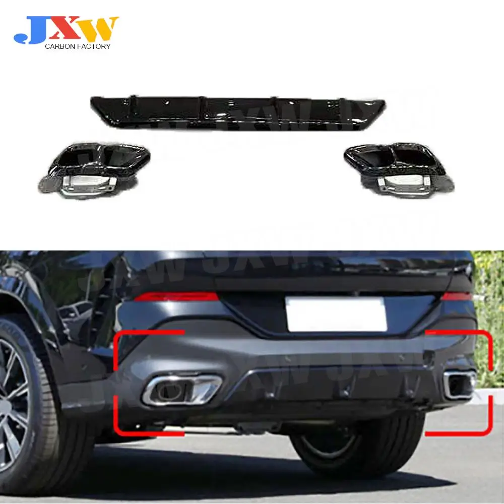 For BMW X6 G06 LCI Sport 2023+ ABS Rear Bumper Lip Diffuser Spoiler Exhaust Muffler Car Styling Body Kits Cars Accessories