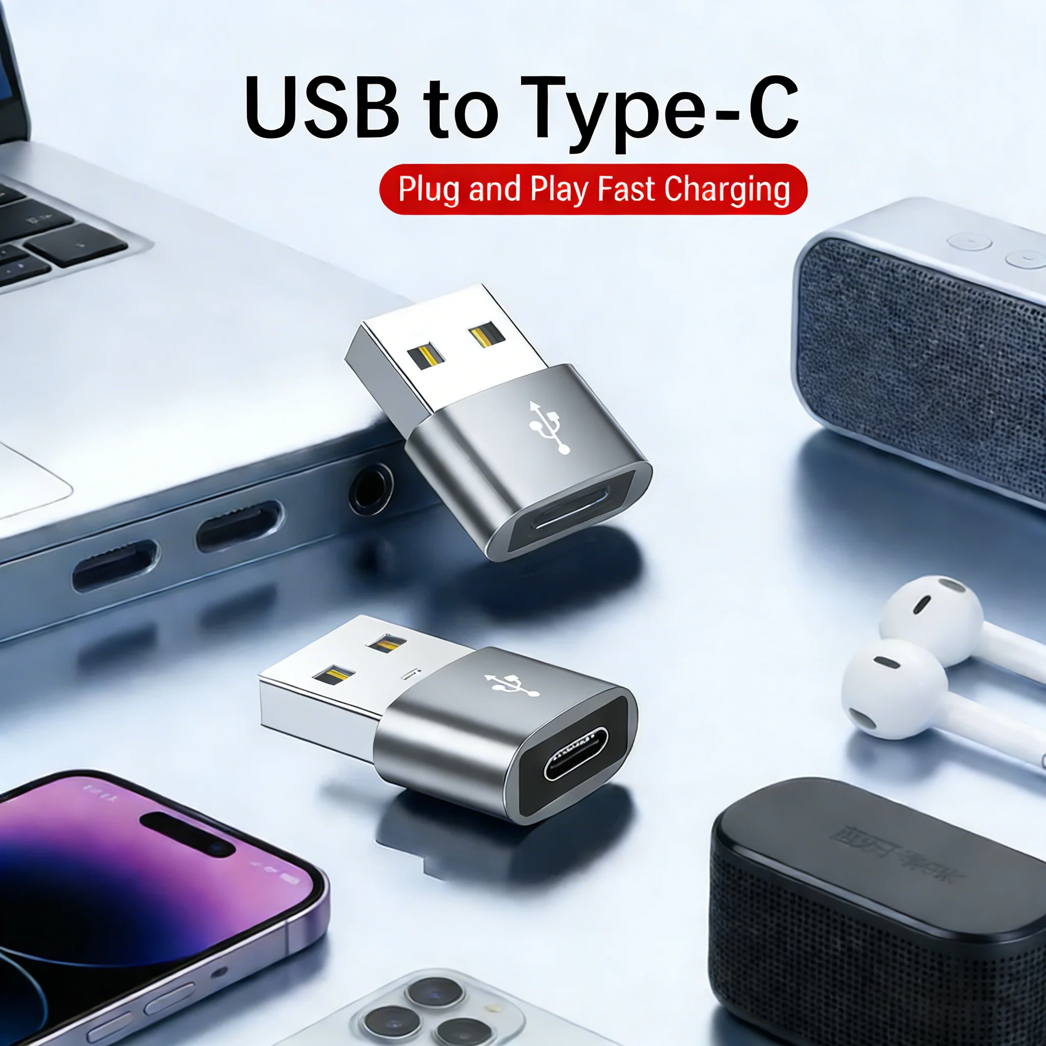 Adaptador USB-C 3.0 Fêmea para USB Macho Tipo-C para USB-A, Carregamento Rápido e Sincronização de Dados, Conexão Estável para Celulares, Laptops e Tablets