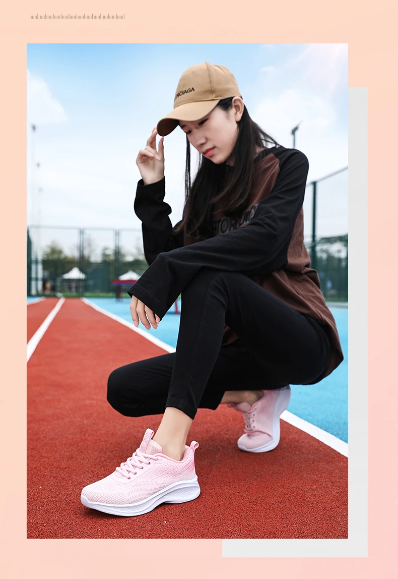 Spring Summer New Women Sneakers Girl Fashion Casual Sport Walking Height Increasing Shoes Breathable Air Mesh Trainers Running