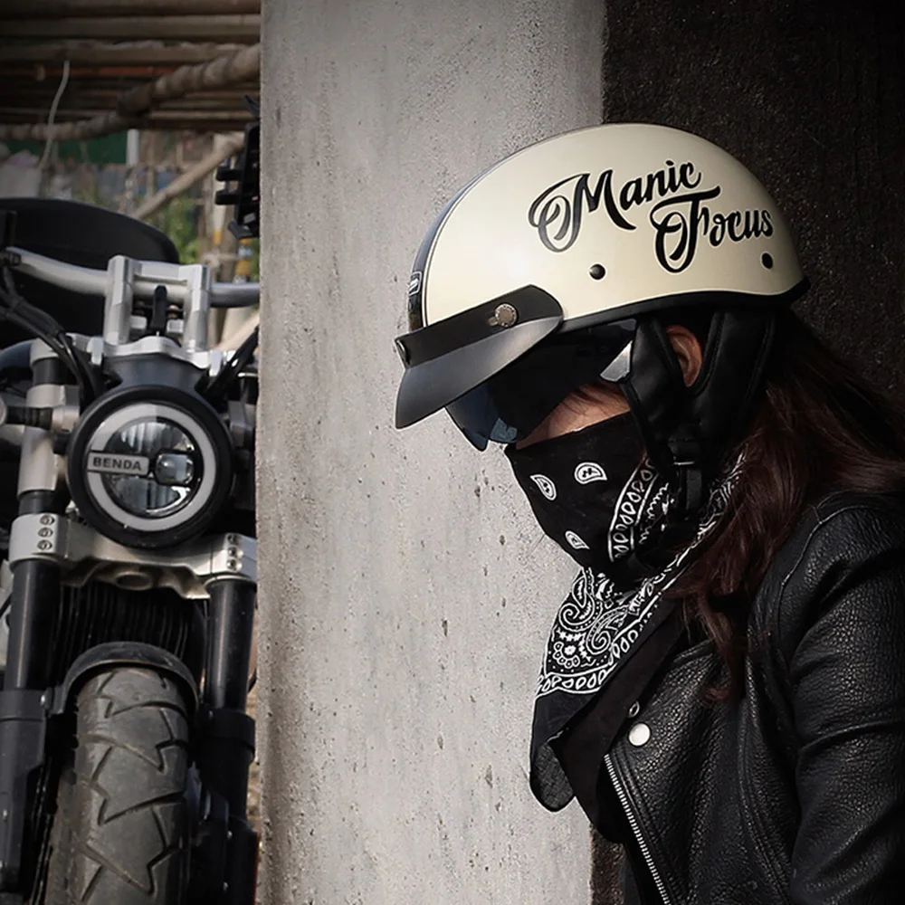 Casco de Moto Retro Para las cuatro estaciones, protector de ala de media cara, con certificación DOT, nuevo