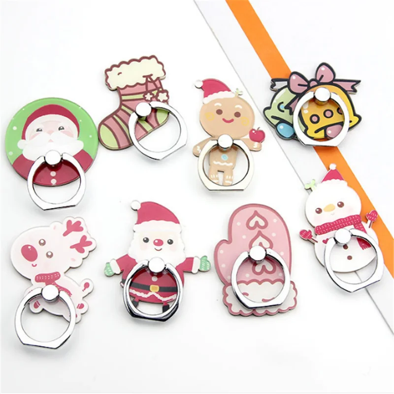 

360-градусный рождественский Санта-Клаус, кольцо на палец, подставка для смартфона, держатель для мобильного телефона, подставка для Iphone X 6 7 Huawei P20 Lite