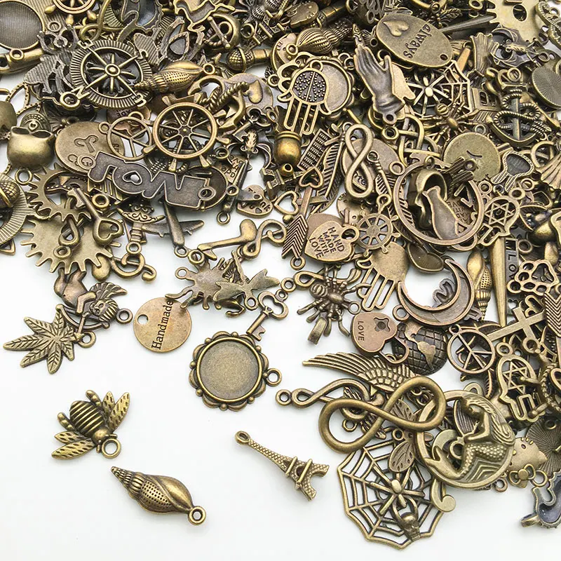 Vintage Color Mixed 20/30/50pcs Multi Styles Random Antique Bronze Charms Pendant Beads Handmade For DIY Jewelry Making Findings