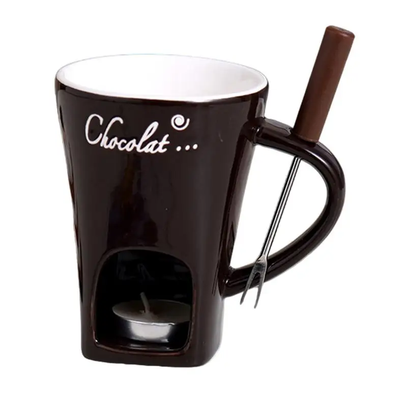 Chocolate Fondue Mug Melting Cup Hot Pot Ceramic Melting Cup Chocolate Fondue Mug Butter Warmer Heating Tea Light Melting Pot