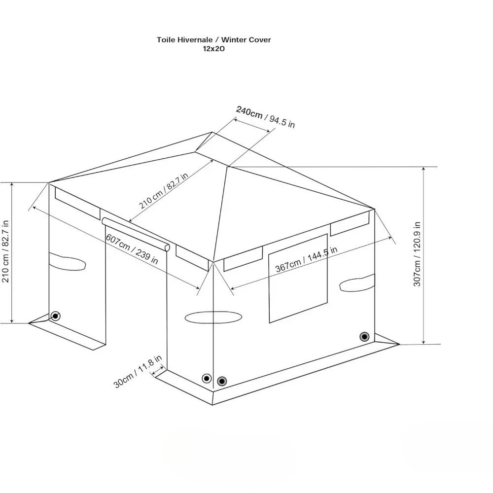 Conjuntos de restaurantes populares - Acessórios para gazebo Capa de inverno de 12' x 20' para abrigo solar e gazebos ao ar livre, fácil de limpar, durável