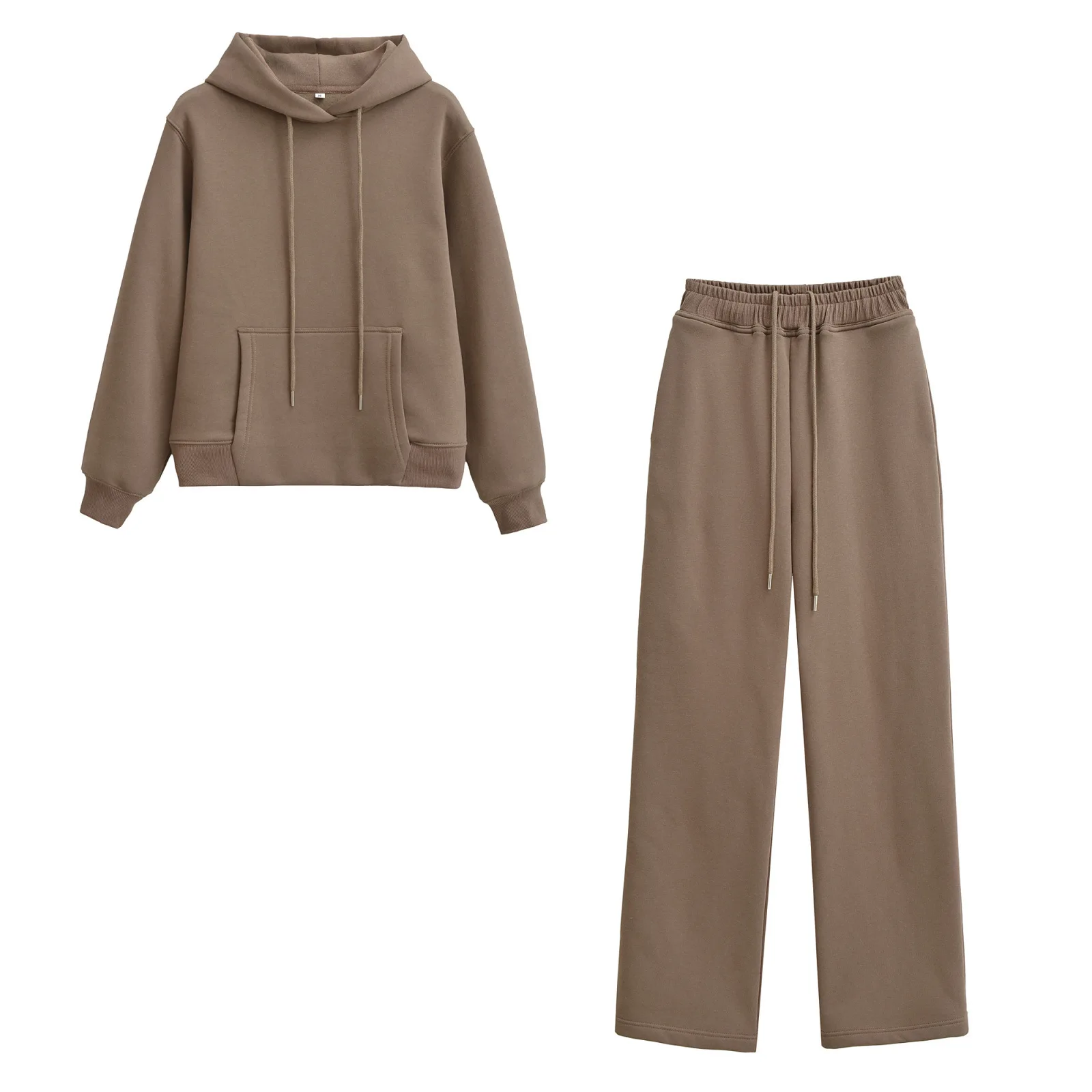 ชุดเซ็ตเสื้อฮู้ดสปอร์ตแขนยาวสำหรับผู้หญิง สไตล์ลำลองแฟชั่นฤดูใบไม้ร่วงใหม่ พร้อมกางเกงมีเชือกผูกเอว