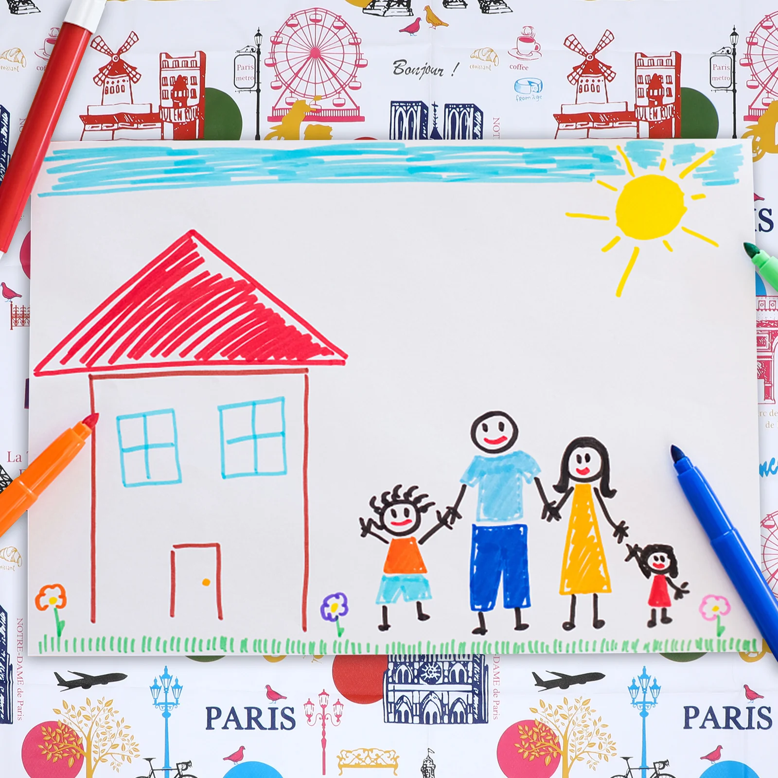 

1pc Painting Table Mat Waterproof Peva Fabric France Pattern Art Craft Cover For Drawing Baking Activities Tablecloth