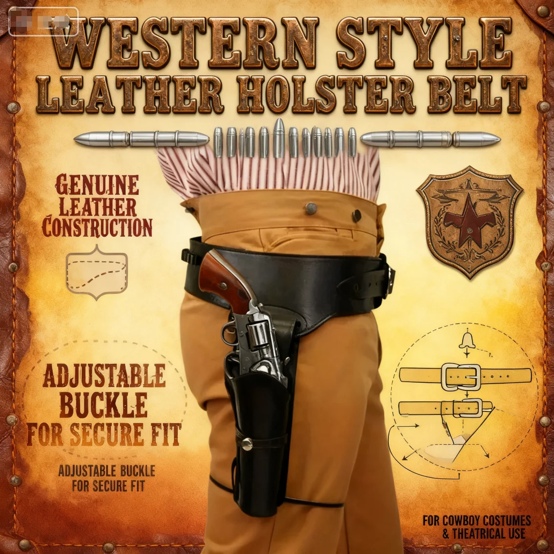 

Viking Retro Leather Halloween Waist Belt with Dual Holsters for Cosplay Costume Accessories