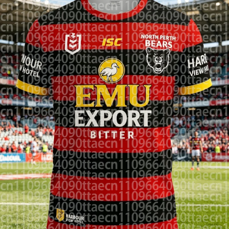 2026 New North Perth Bears ISC NRL Jersey Y2K Family Matching Star Chasing T-shirt Suitable for Daily and Training Wear Men