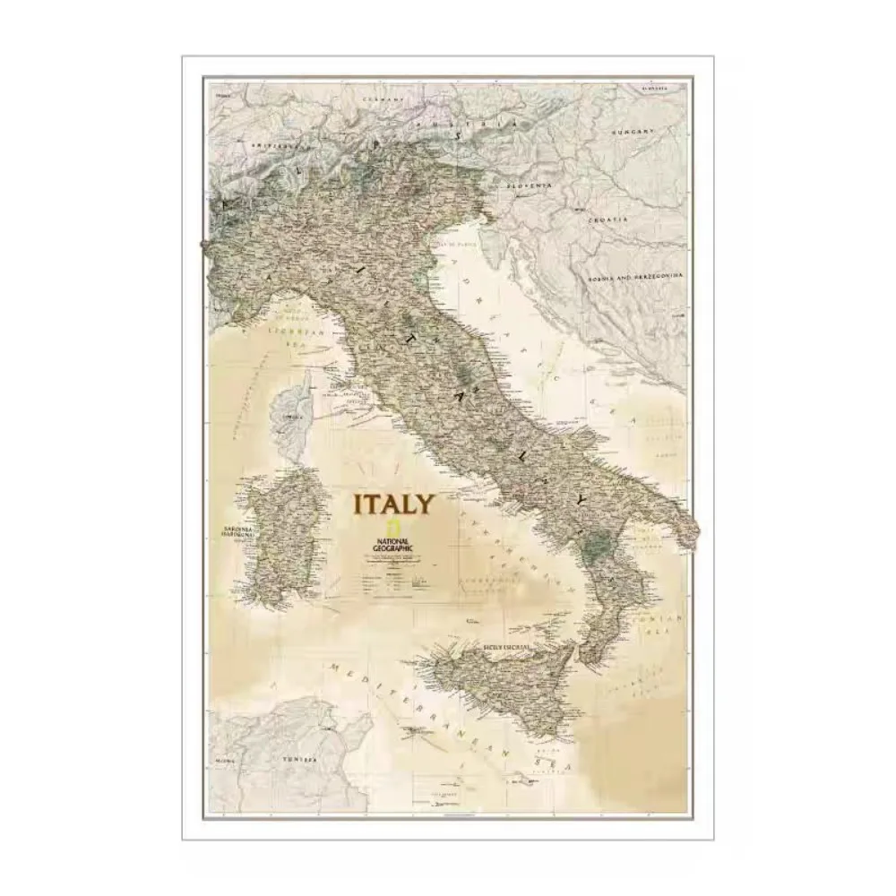 Vintage Italy Map Posters Prints Library Wall Chart Gift - Cotton Canvas Painting Wall Art Decor For Bedroom Offices Classroom
