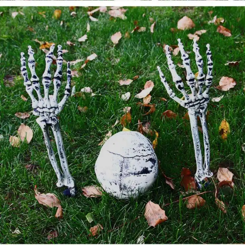 Halloween Realistische Totenkopf-Knochen Feiertagsdekoration Requisiten für Haus, Garten, Rasen, Party, Gruseliger Hof, Horror-Skelettarm, Grusel-Requisite – Detail 3