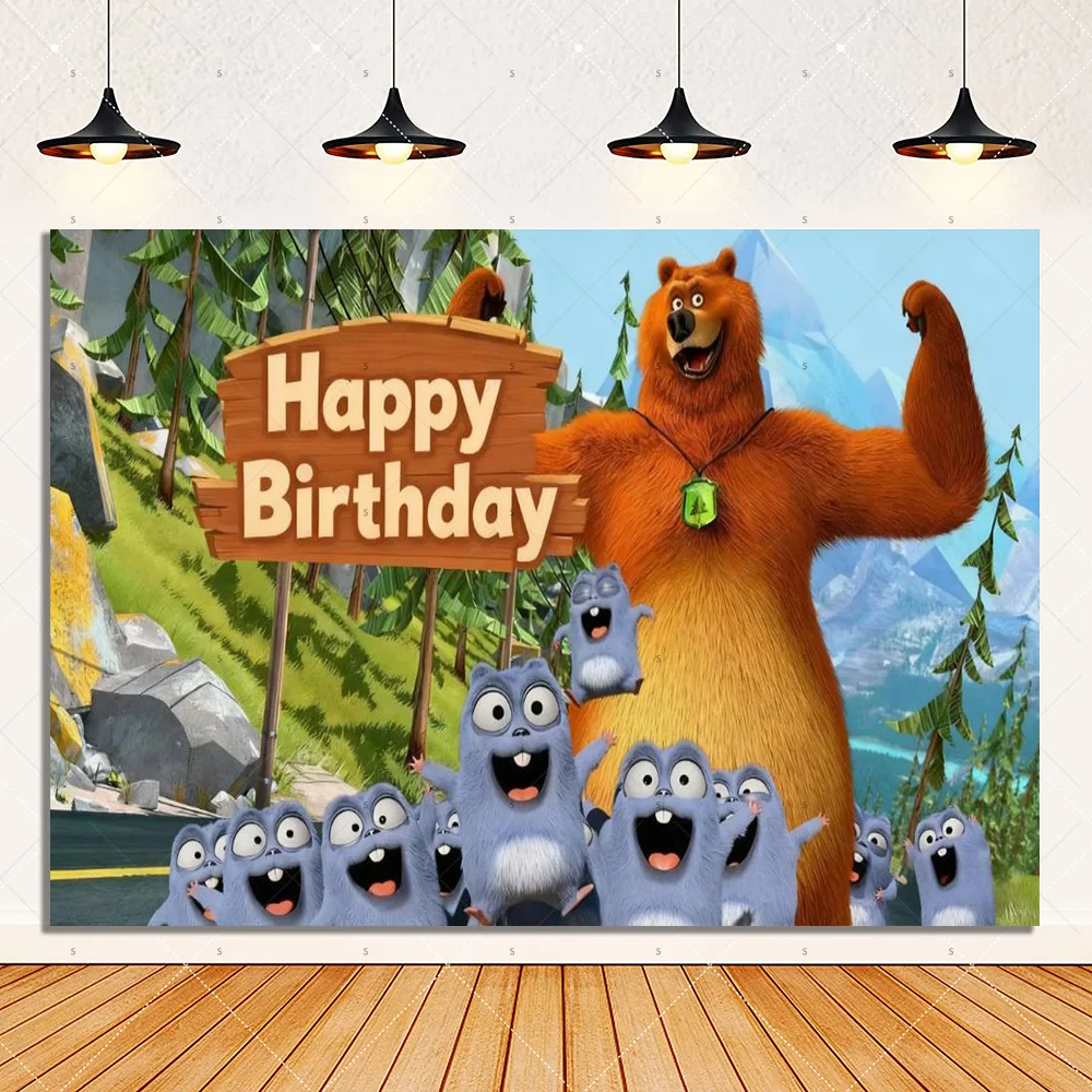 Grizzy And The Lemmings Birthday Party Decoration Number Balloon Cake Topper Cartoon Backdrop Banner Baby Shower Party Supplies view 6