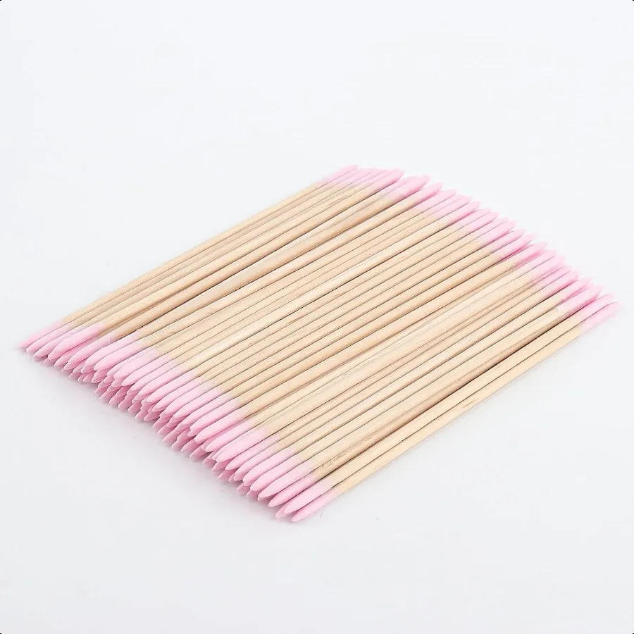 500pcs  Micro Applicators BrushCotton Swabs Pointed Tip Tattoo Permanent plies Makeup Cosmetic Applicator Sticks Pink Long doub