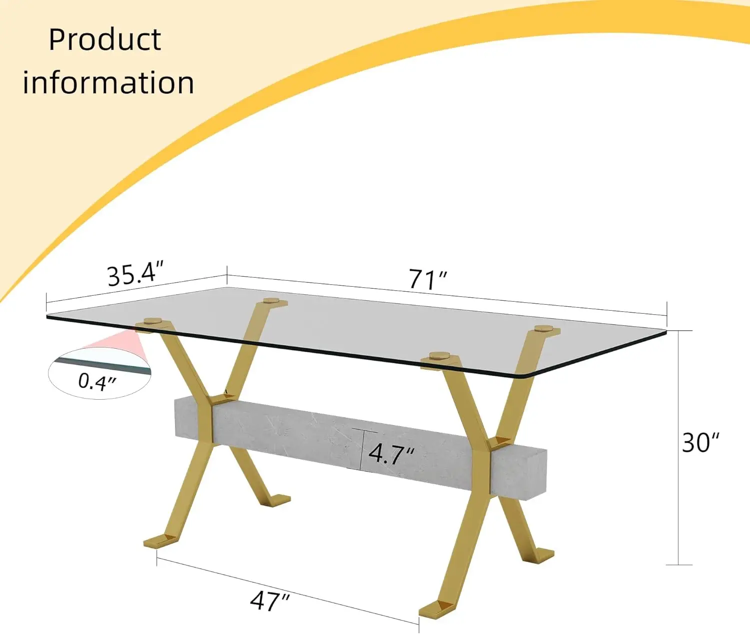 Large Dining Table, Modern Office Desk With Silver Plated Metal Legs & Black Mdf Crossbars, 71