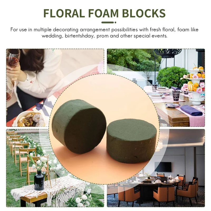 Floral Foam, 15 PCS Round Dry Floral Foam Blocks, Green Blocks for Artificial Flowers, Great for Flower