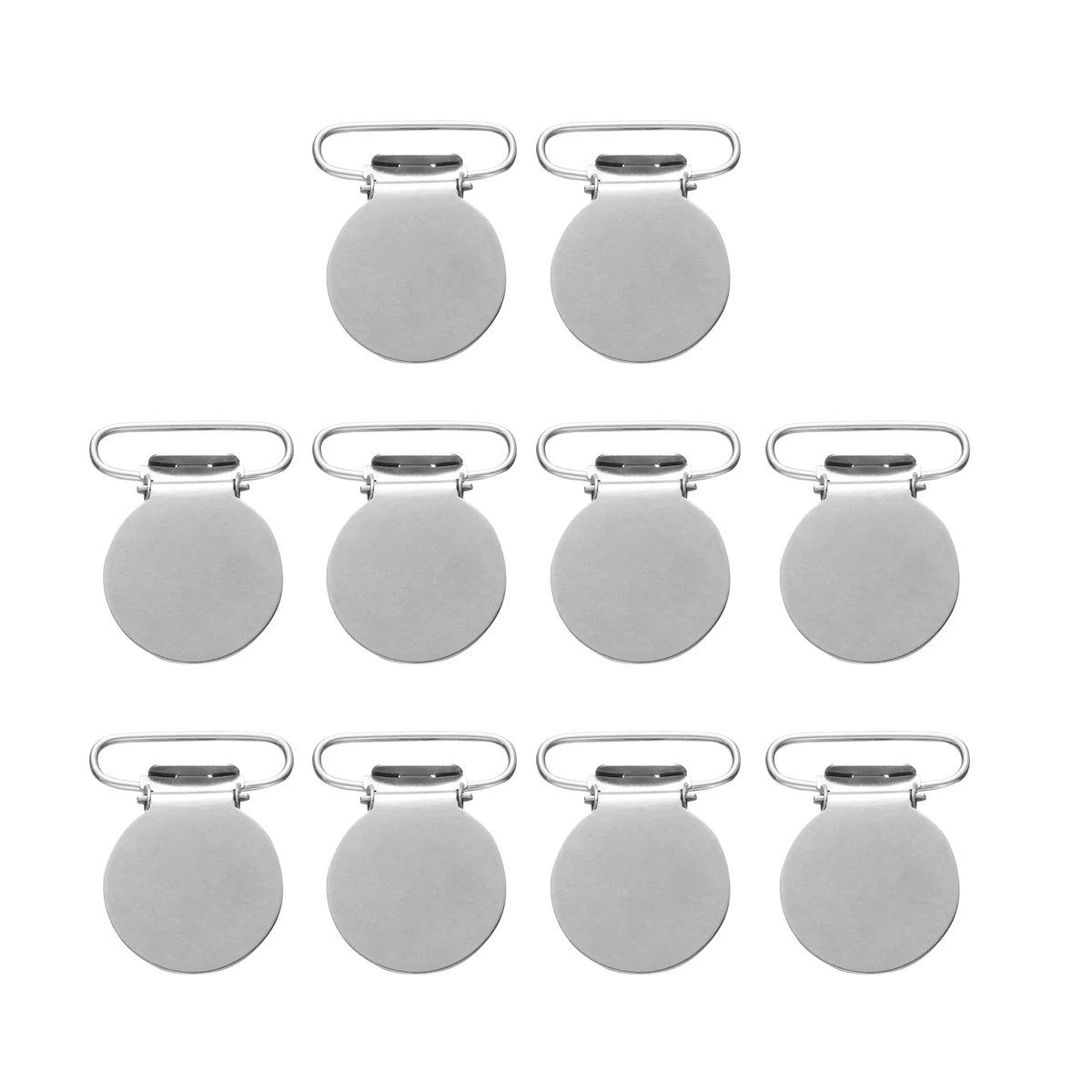 10pcs Fashion Suspender Clips Holders Round Metal Pacifier Clips Buckle Clips Sewing Tools for Men Women (Silver)