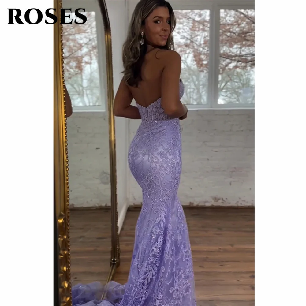 ROSES-Robe de soirée corset dos nu sexy avec appliques, robe de sirène chérie, robe de soirée, charmante CAN ac