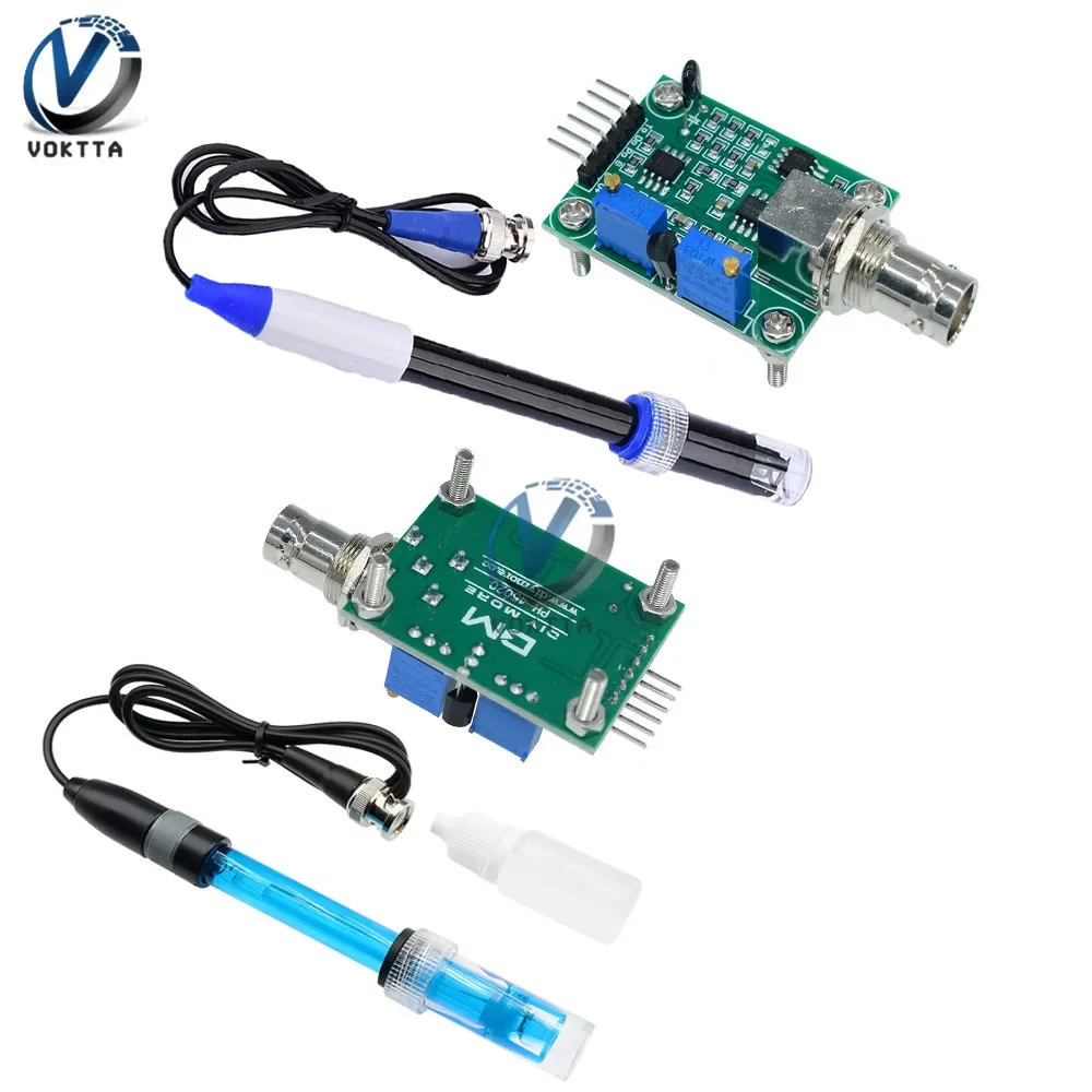 Sıvı PH değeri algılama regülatörü sensörü modülü İzleme kontrol panosu ölçer cihazı + BNC PH 0-14 elektrot probu denetleyici