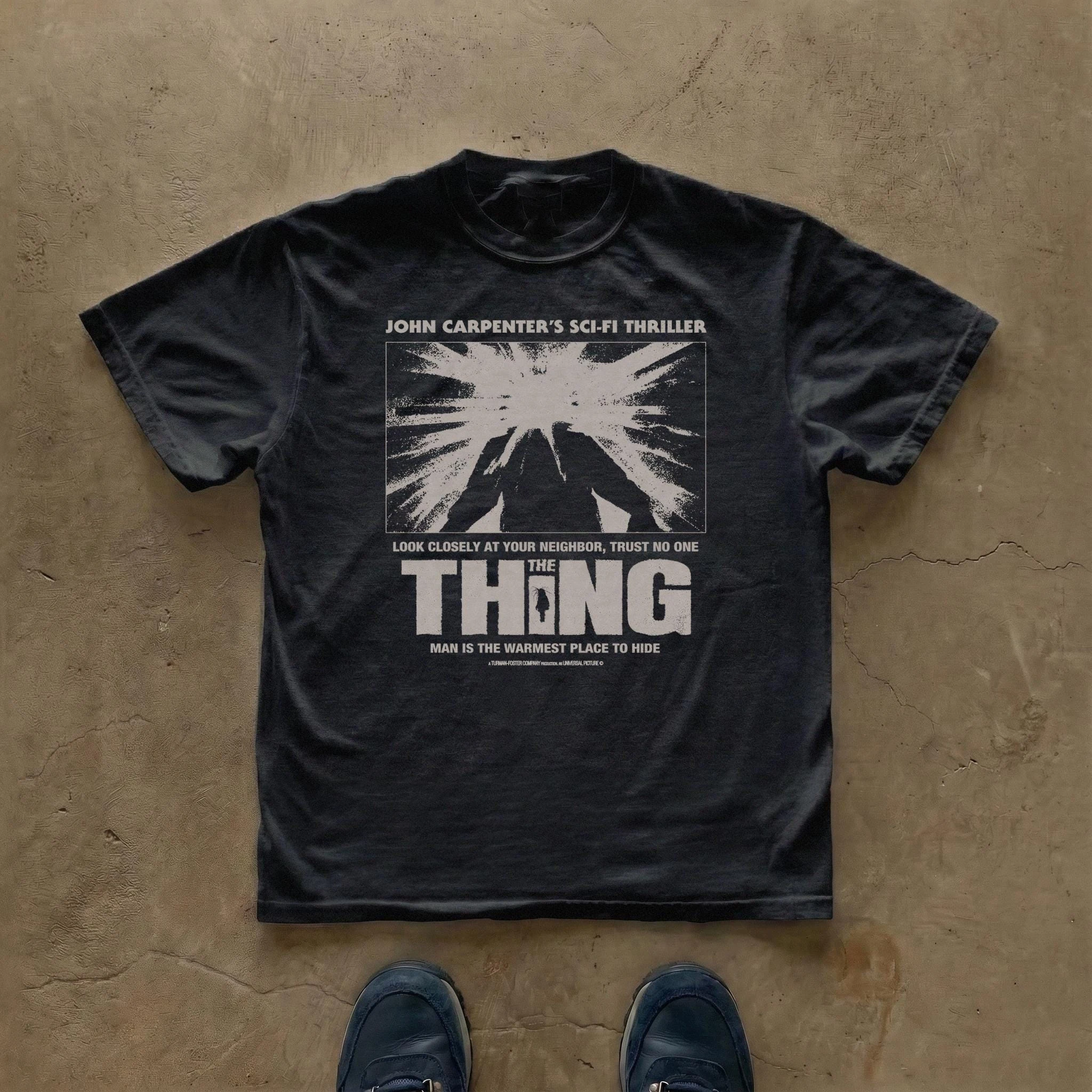 Camiseta con estampado de la película The Thing, camiseta de película de terror de John Carpenter, camiseta holgada Y2k para hombre y mujer, ropa de calle de manga corta para hombre y mujer
