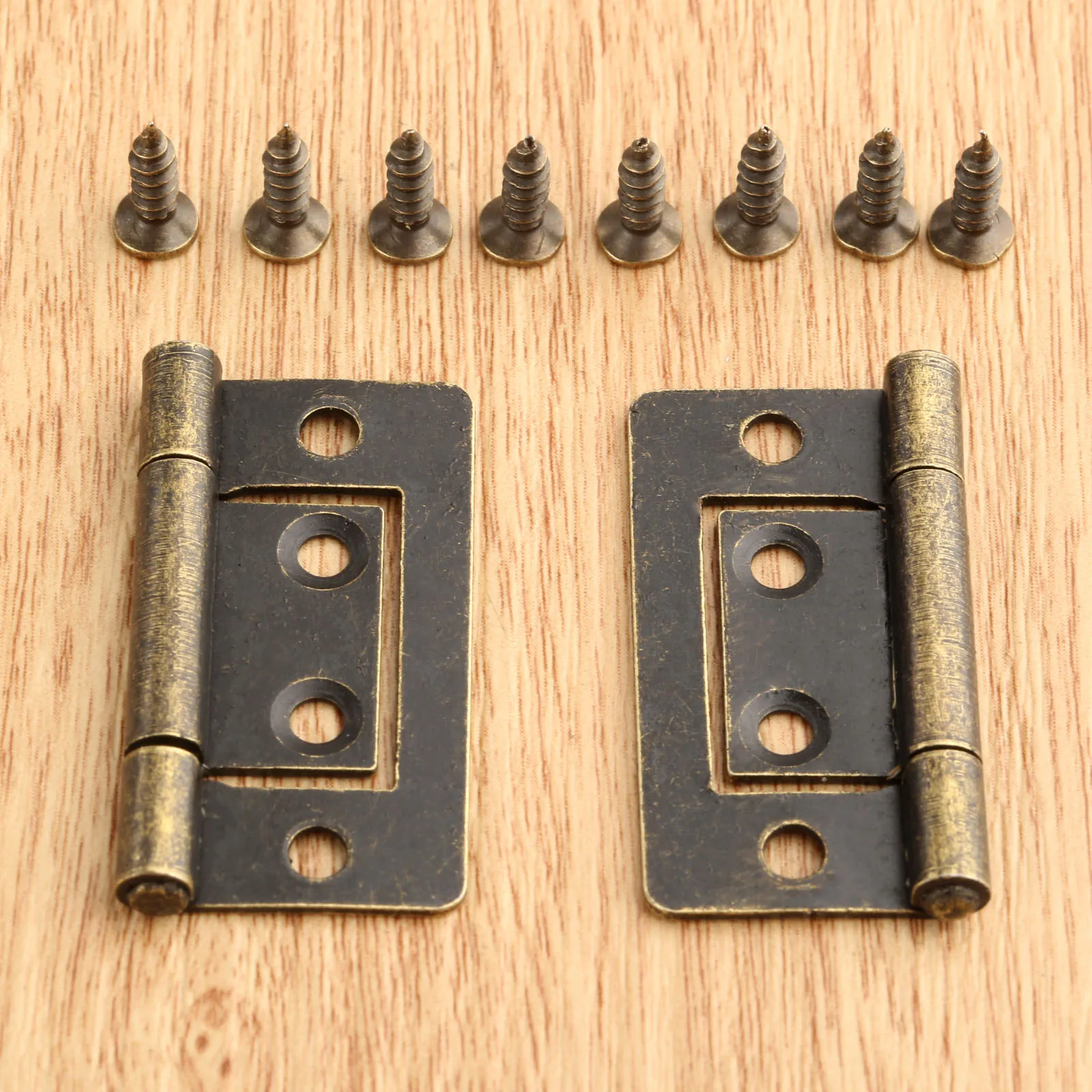 2pcs Vintage Jewelry Wooden Box Decorative Hinges 38x20mm Furniture Cabinet Drawer Door Butt Hinge With Screws Antique Bronze