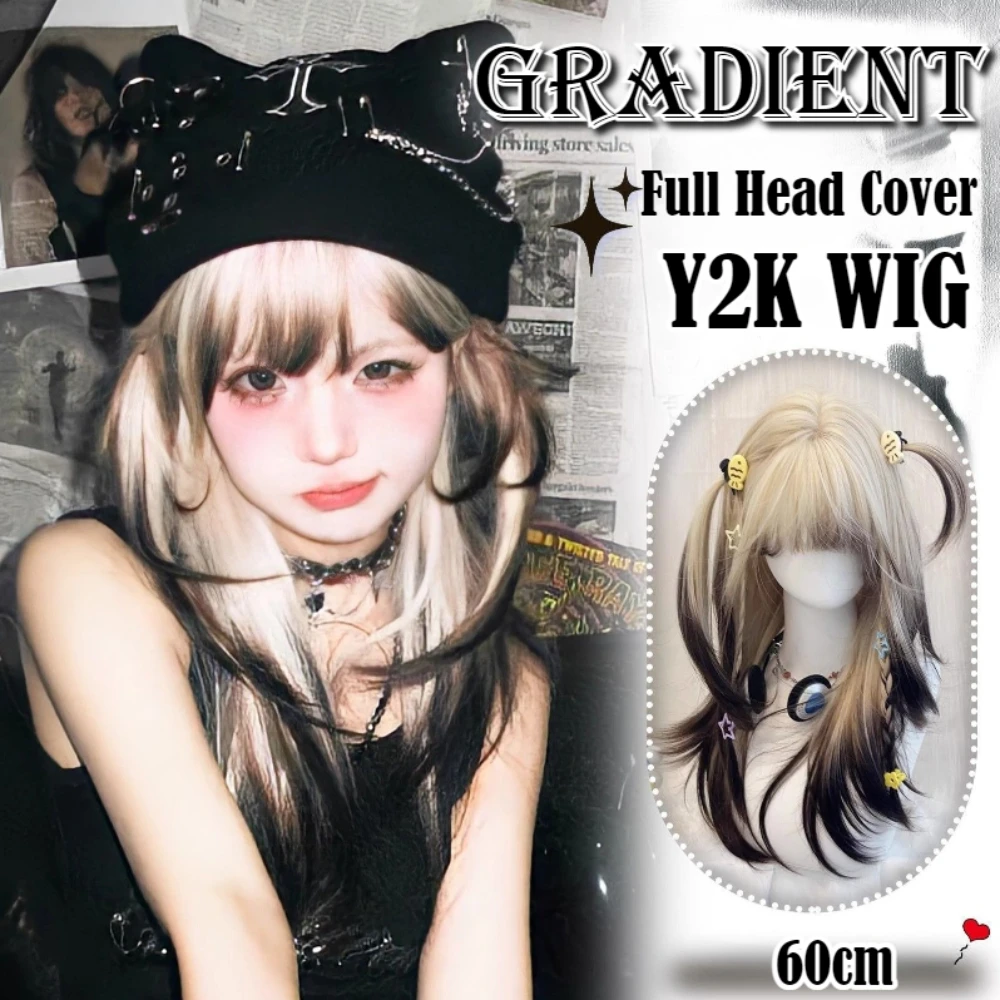 شعر مستعار تأثيري مع الانفجارات التدرج اللون طويل مستقيم شعر مستعار طبيعة أنيمي المتناثرة نمط شعر مستعار اصطناعي للارتداء اليومي هالوين