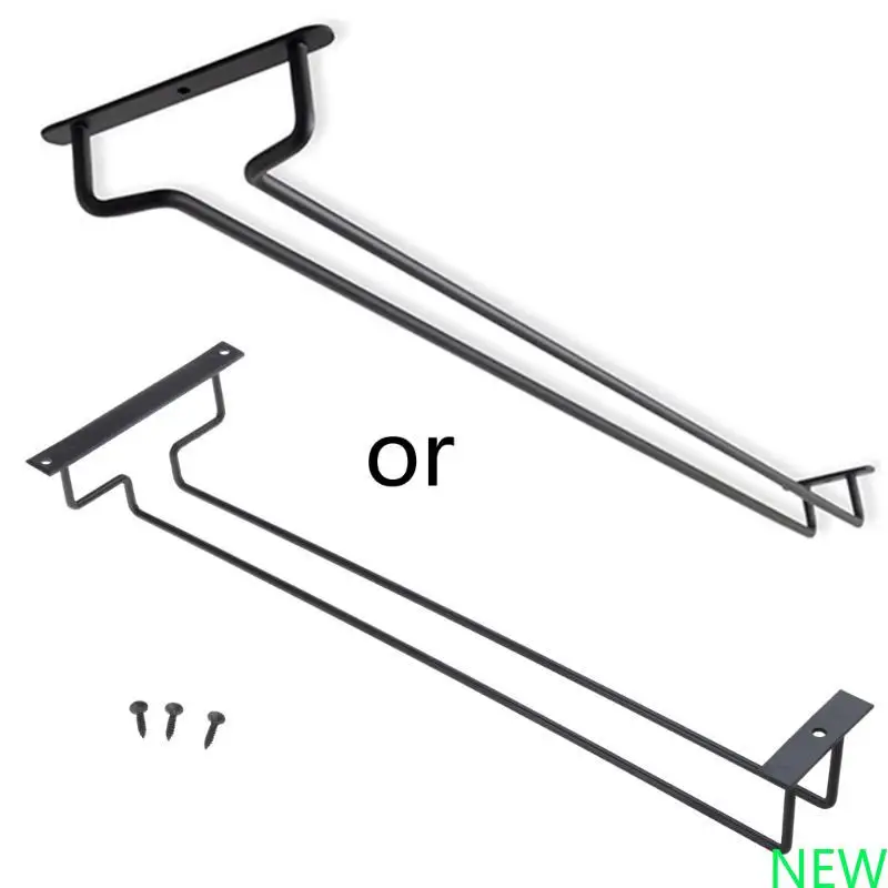 رف زجاجي للنبيذ الأسود تحت الخزانة حامل كأس للنبيذ ستيمواري رف معلق حامل ستيمواري لديكور تخزين الخزانة #1