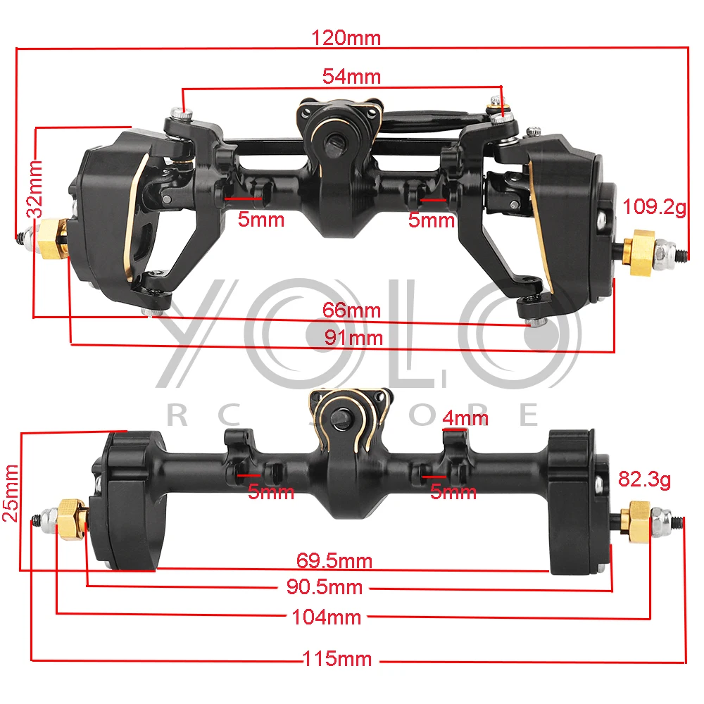 1/24 Nowa mosiężna metalowa oś portalowa przednia tylna do 1:24 Axial SCX24 90081 C10 AXI00002 AXI0005 Upgrade Parts RC Car