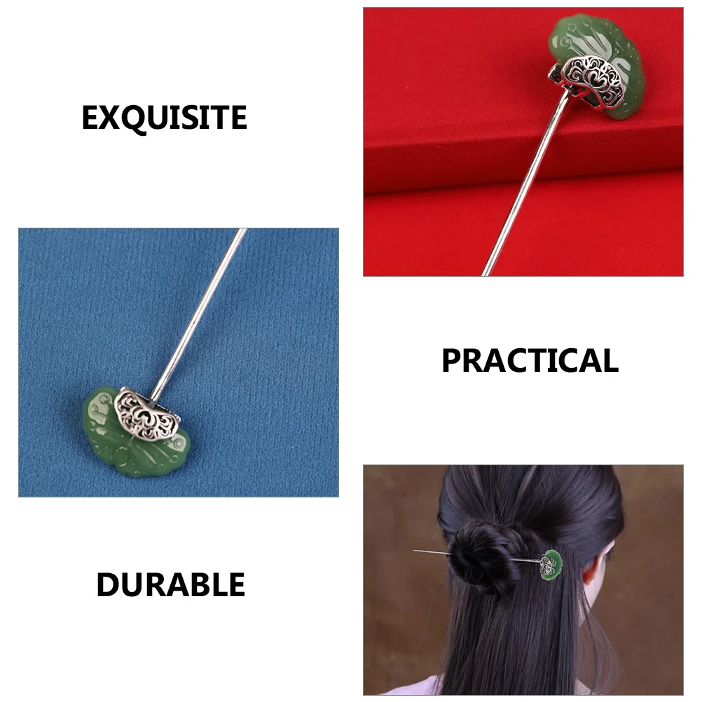 

Auspicious Cloud Hairpin Long Vintage Chinese Accessories Alloy Agate Stick for Women Styling Buns Party Wedding Gift for Women