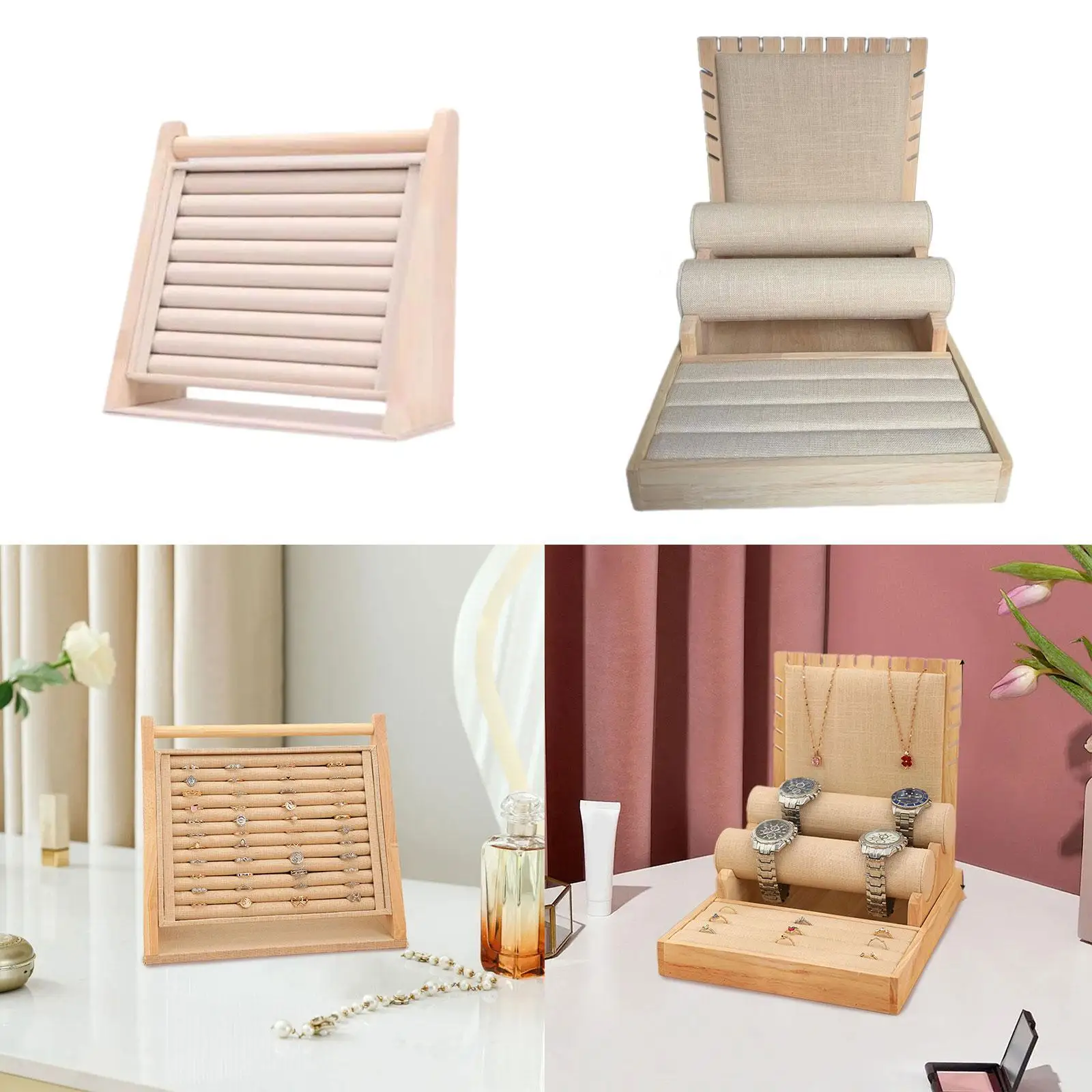 

Wooden Jewelry Storage Stand,Display Board Rack,Home Decoration,Holder,Organizer for Desktop,Counter,Dresser,Rings Displaying