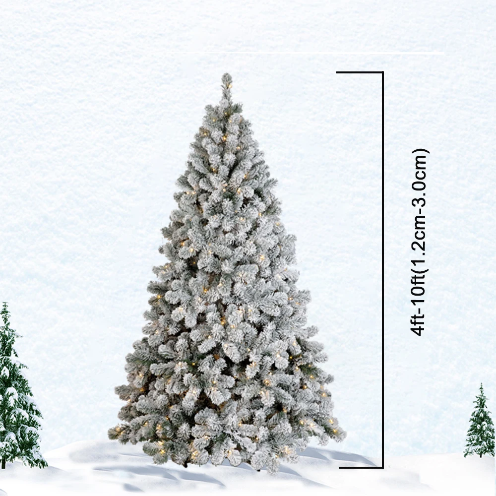 

CDL Model 6 7 8Ft PE Mixed PVC Artificial Snow Flocking Christmas Tree With Lights