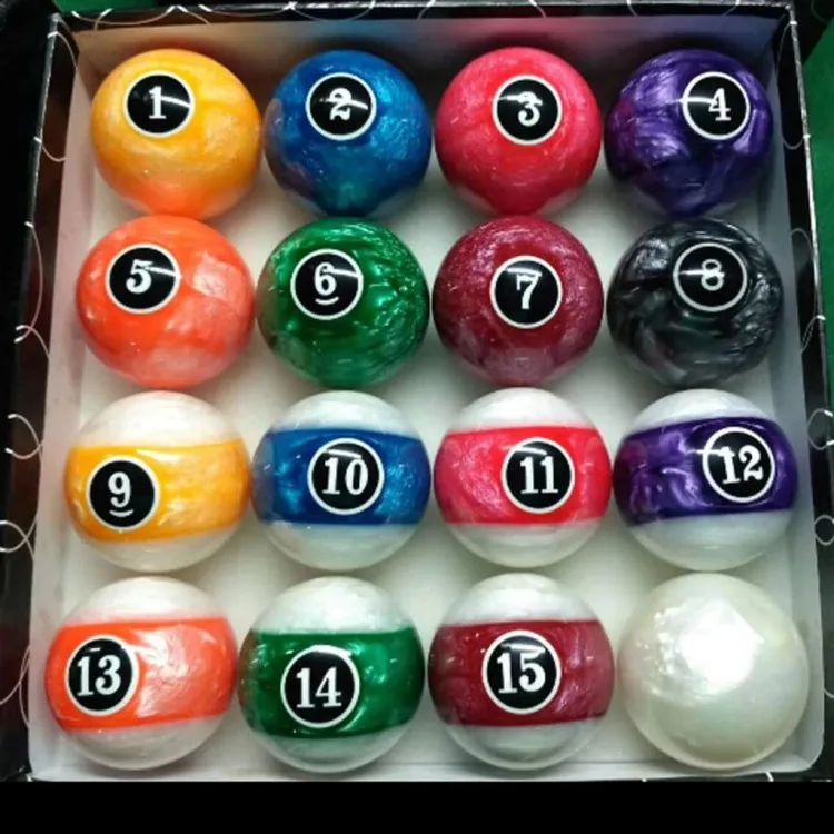 16-Piece Standard Size Durable Resin Pool Balls Billiard Balls Set with Pearlized Effect for Billiards