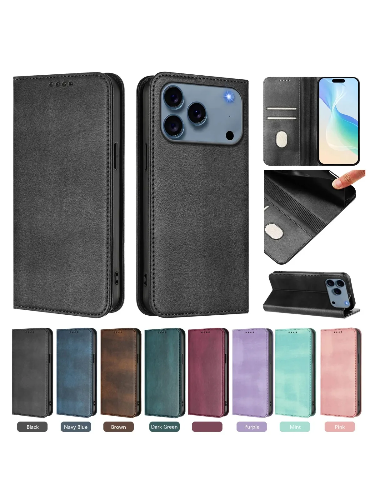 Für iPhone 17 Pro Magnetische Brieftasche Flip Luxus Leder Fall auf Für iPhone 17 16 15 14 13 12 11 Pro Max Plus 17 Air 16E Zurück Abdeckung